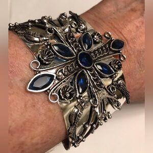 Tanzanite Stamped 925 Sterling Silver Cuff Bracelet